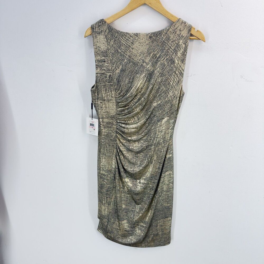 Calvin Klein Women Midi Dress Size 10 Metallic Gold Round Neck Sleeveless - Picture 11 of 16
